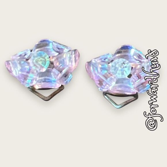 Vintage Pink & Clear Glass Bead Clip-on Non-pierced Earrings - Picture 4 of 12